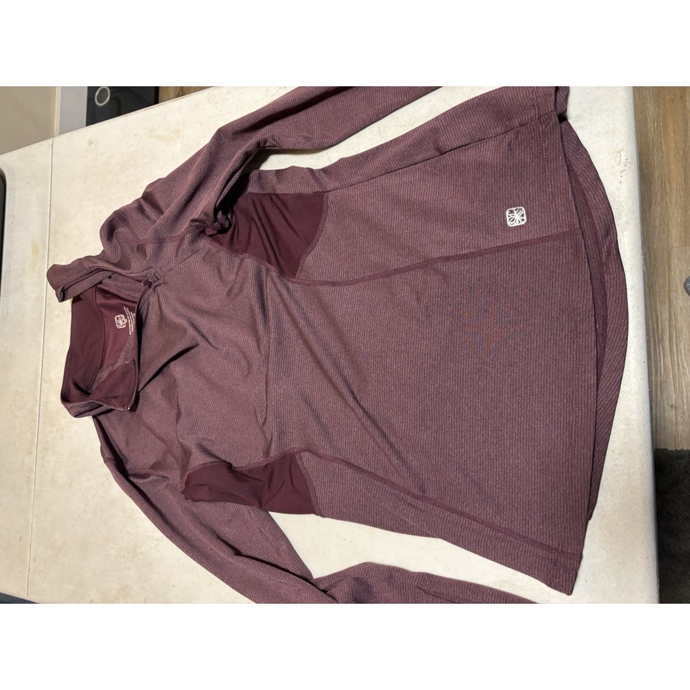 Women's‎ Long Sleeve Active Wear Top w/ Asymmetrical Neck Zip M Purple